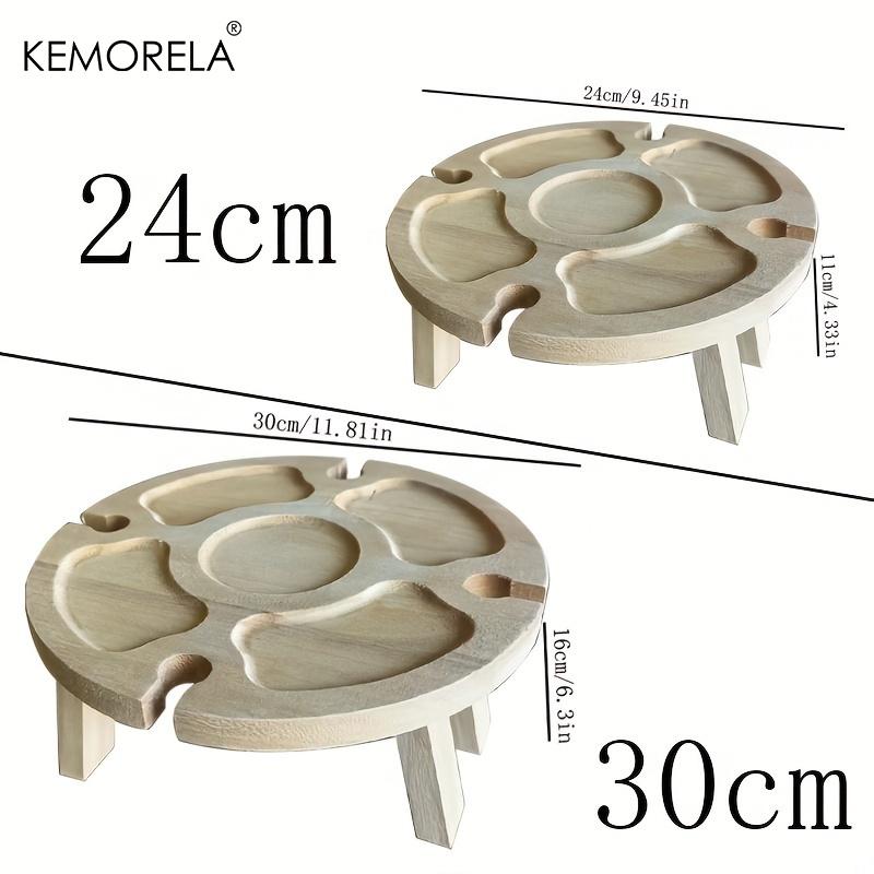 KEMORELA 1 Tavolo da Pranzo Portatile in Legno 30cm/24cm Tavolino Casual Vassoio Frutta Portabottiglie da Esterno Tavolo Pieghevole da Viaggio per Picnic
