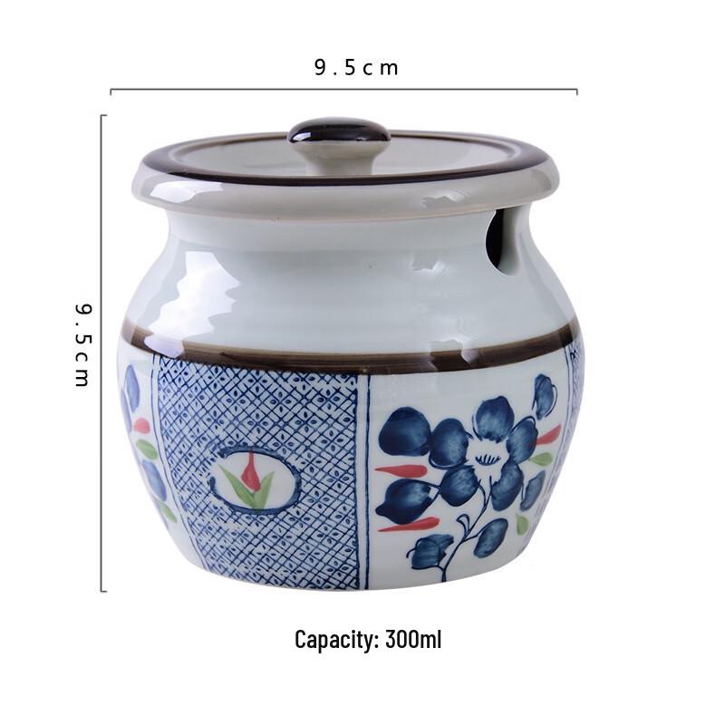 Japanese Style Hand-Painted Ceramic Condiment Jar