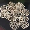 50/100pcs Wood Crafts Hollow Carved Flowers Love Wood Chip Hole Ornaments DIY Jewelry Accessories Home Decoration Pendants
