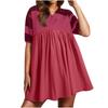 Women Babydoll Dress Striped Colorblock Pleated Oversized Short Sleeve Collar T-Shirt Dress