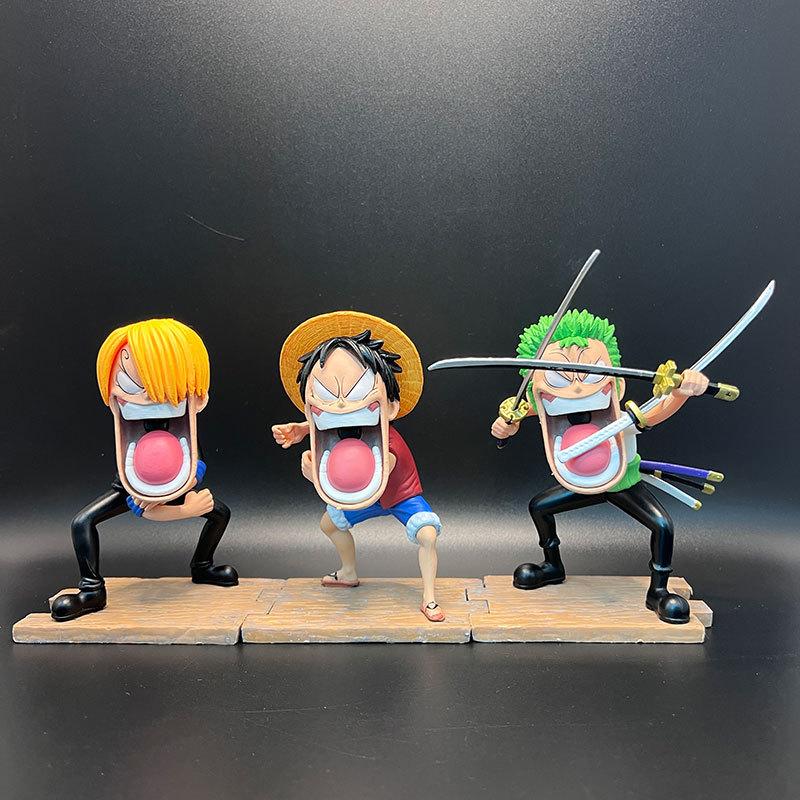 One Piece 11cm Anime Figure Luffy Sanji Zoro Combat Stance Figurine Model PVC Collection Desktop Action Figure Toy Kid Gifts