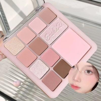 12 Kolorów Paleta Cieni do Powiek Róż do Twarzy Rozświetlacz Rozjaśniający Długotrwały Błyszczący Brokat Matowy Cień do Powiek Makijaż Kosmetyk