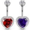 Fashion Zircon Belly Button Rings Stainless Steel Heart Navel Piercing Barbell Shiny Crystal Belly Rings For Women Body Jewelry