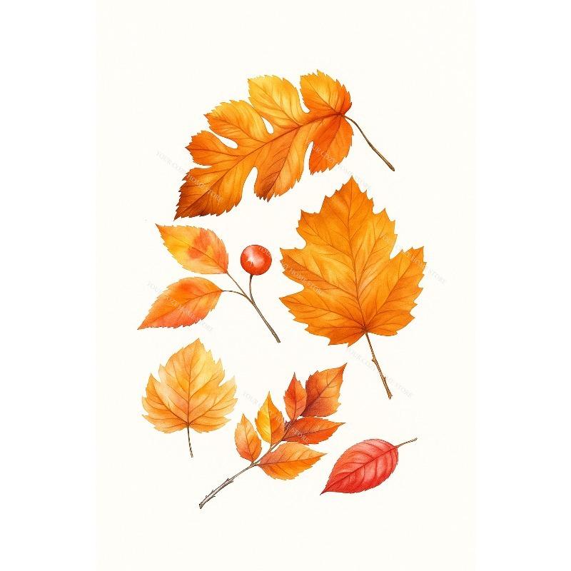 Watercolor Fall Maple Leaf Canvas Gallery Wall Prints Blue Pumpkin Pumpkin Spice Typography Wall Art Farmhouse Home Decor Gift