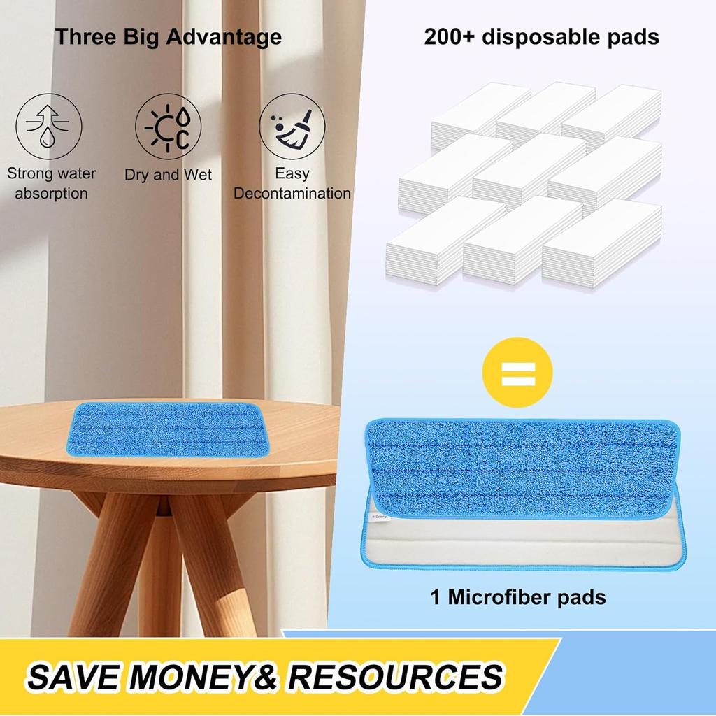 8 Pack 16.5 inch Reusable Mop Pads Microfiber Spray Mop Replacement Heads for Wet/Dry Mops Compatible with Bona Floor Care System