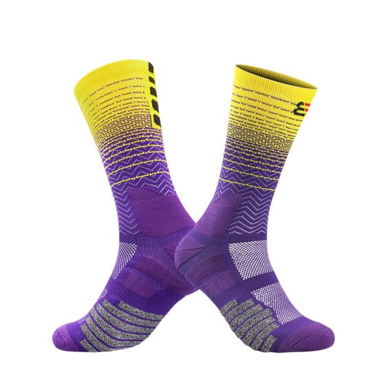Training Socks Striped Patchwork Achilles Tendon Protection Breathable Non-Slip Towel Bottoms Anti-friction Soccer Socks for Adult