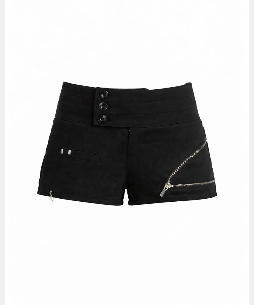 Soea Clip Zip Placket Short Pants (Black)