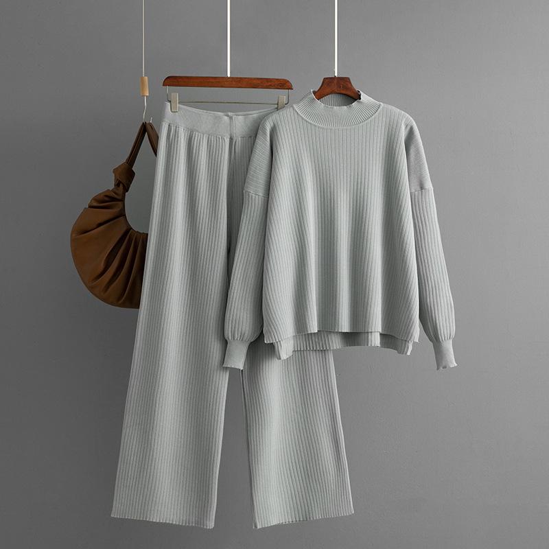 Women's Two-piece Set, Solid Color Simple Fashion Casual Loose Sweater Set