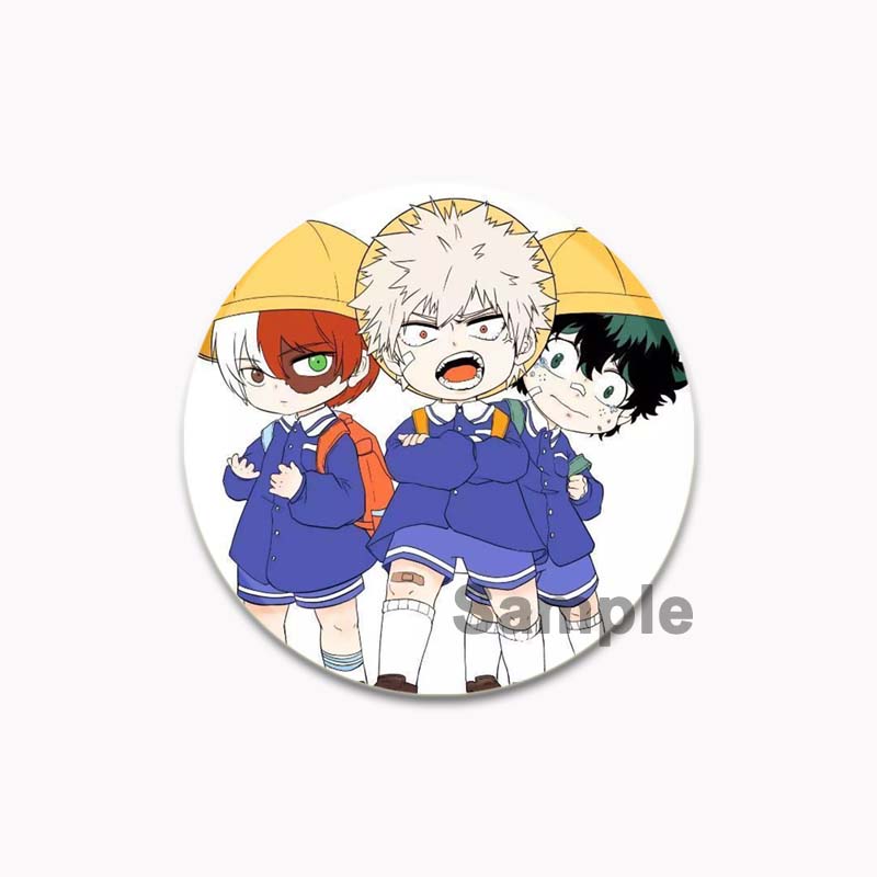 32/44/58mm Anime My Hero Academia Brooch Midoriya Izuku Bakugou Katsuki Todoroki Shoto Cartoon Badge Accessories Jewelry Gift Handmade Round Pins