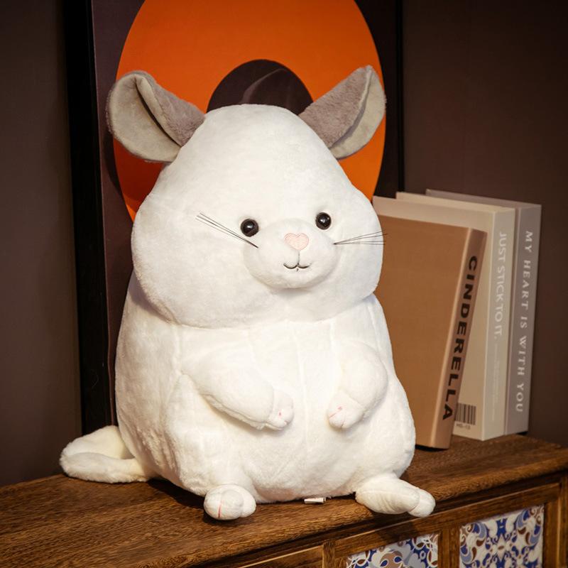

Милая сидячая кукла-шиншилла, плюшевая игрушка, набивная кукла-мышь, подушка для сна на кровати для девочки, детская кукла 35cm（0.4kg） белый
