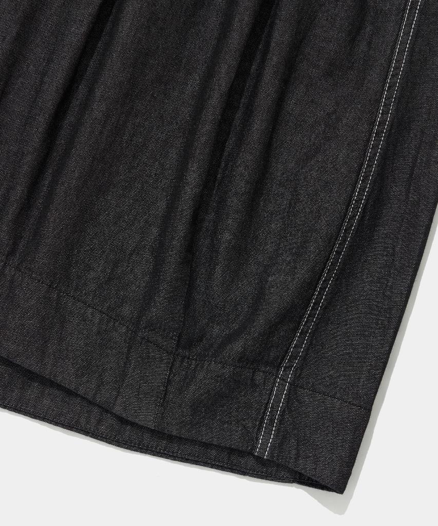 COLUMBIA UNIVERSITY All-Round Twotuck Denim Long Skirt_Black Jean