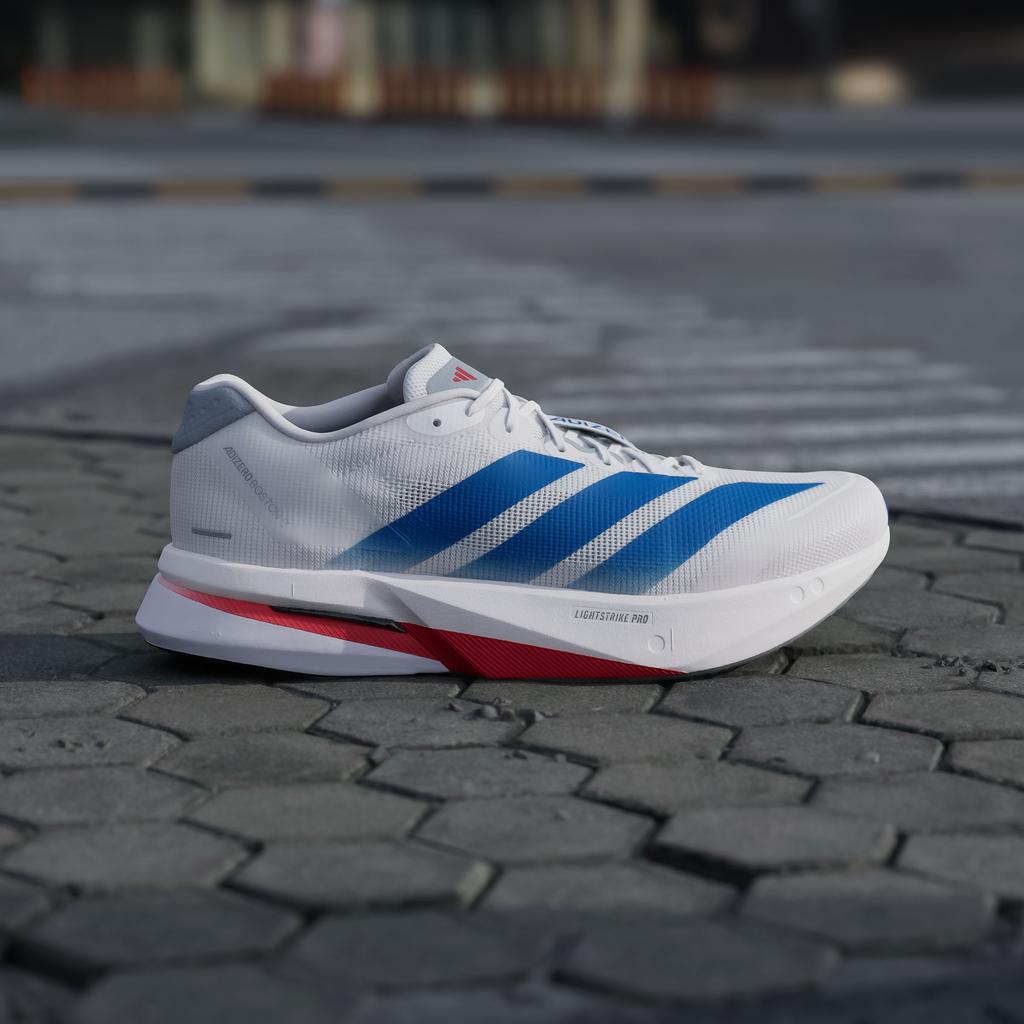 adidas Adizero Boston 13 Support Low Top Running Shoes Men's White Blu