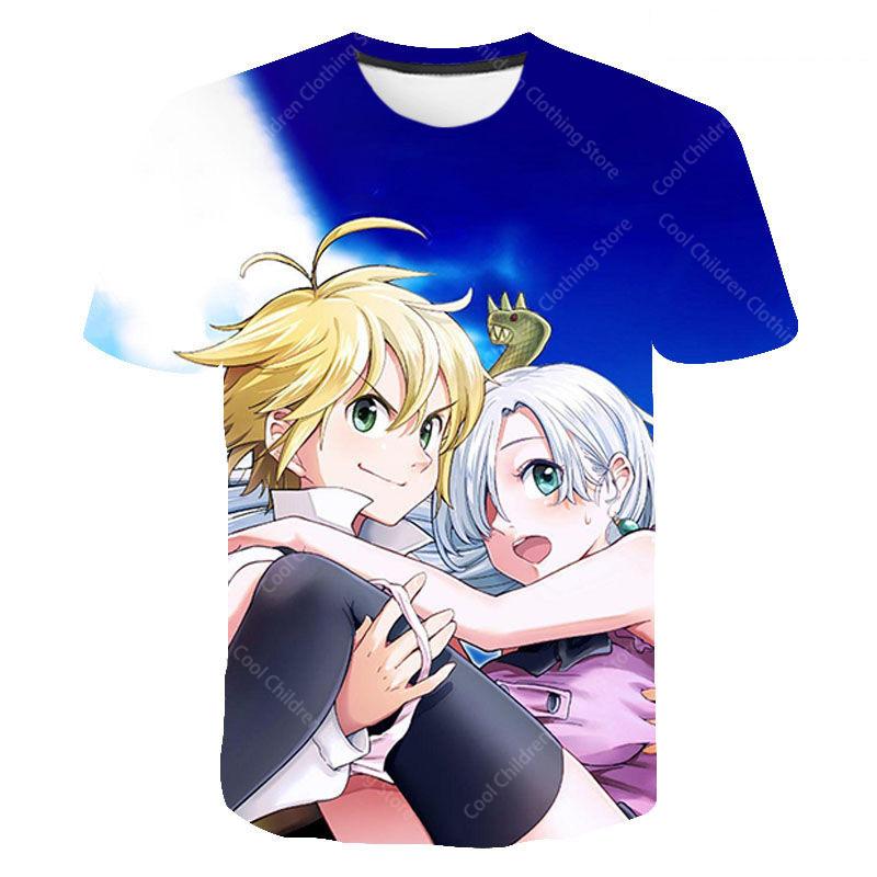 Seven Deadly Sins Cartoon Anime Game Print Summer T Shirt Fashion Kids Casual Boys Girls Round Neck Parent child clothing Top