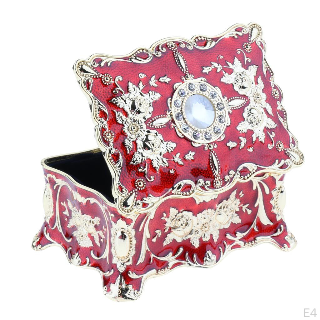 Finish Vintage Jewelry Box, Floral Engraved Surface with flowers Carvings