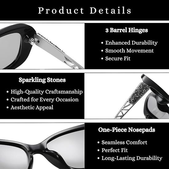 4Flaunt Essntl Series Butterfly Sparkling Crystal Stones Sunglasses For Women | Trending, Stylish & Durable Sunglasses With UV 400 Protection Lenses