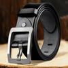 Men Belt Classic PU Leather Soft Casual Single Prong Belt for Business Work Christmas 49.2in Silver Buckle Black Belt