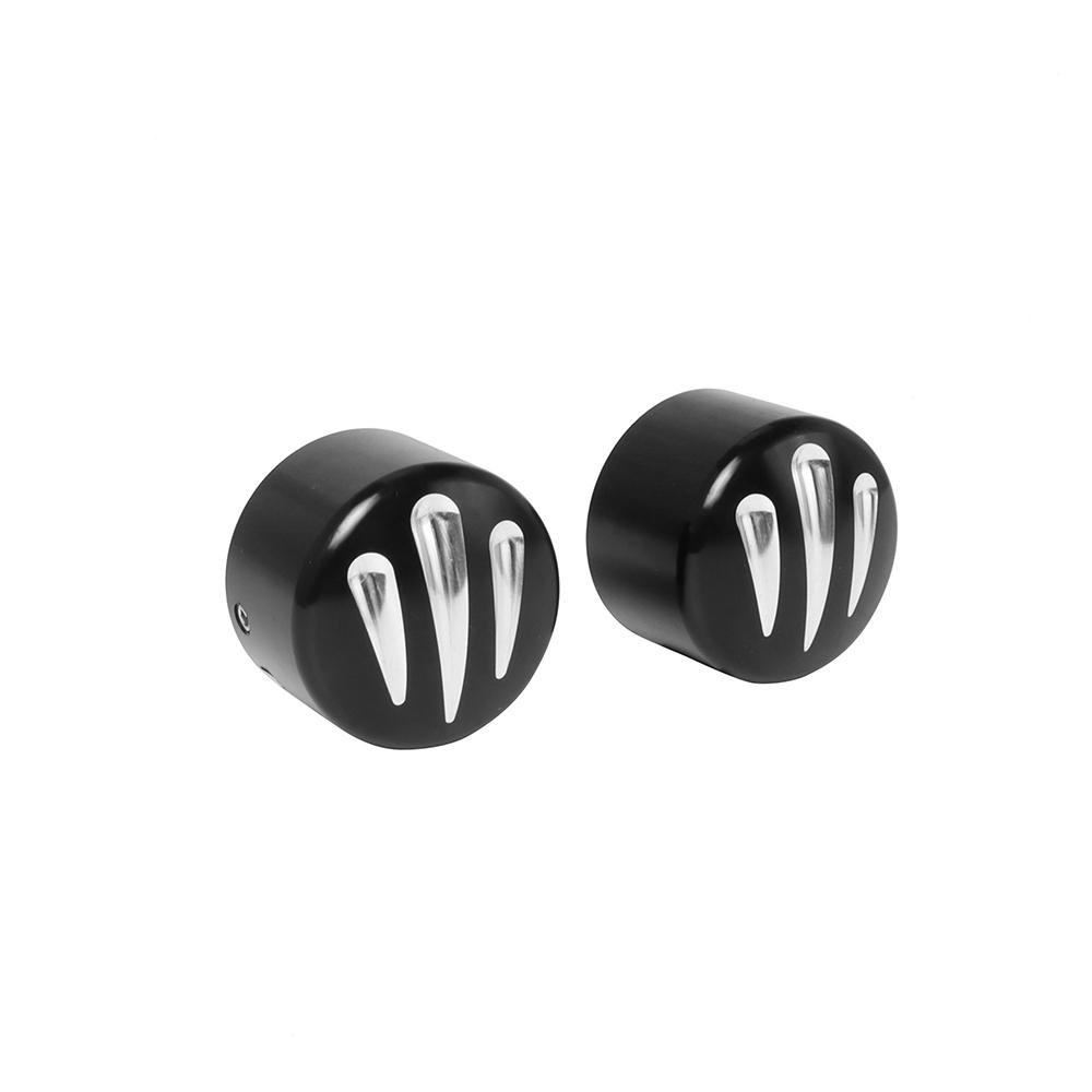 2x Motorcycle Front Axle Nut Covers Caps Aluminum Black/Chrome For Harley Sportster Touring Softail Dyna VRSC Fat Bob Wide Glide