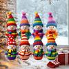 16/32Pcs Colored Wooden Snowman Decoration Knitted Snowman Christmas Tree Ornament For Mantels Holiday Decoration
