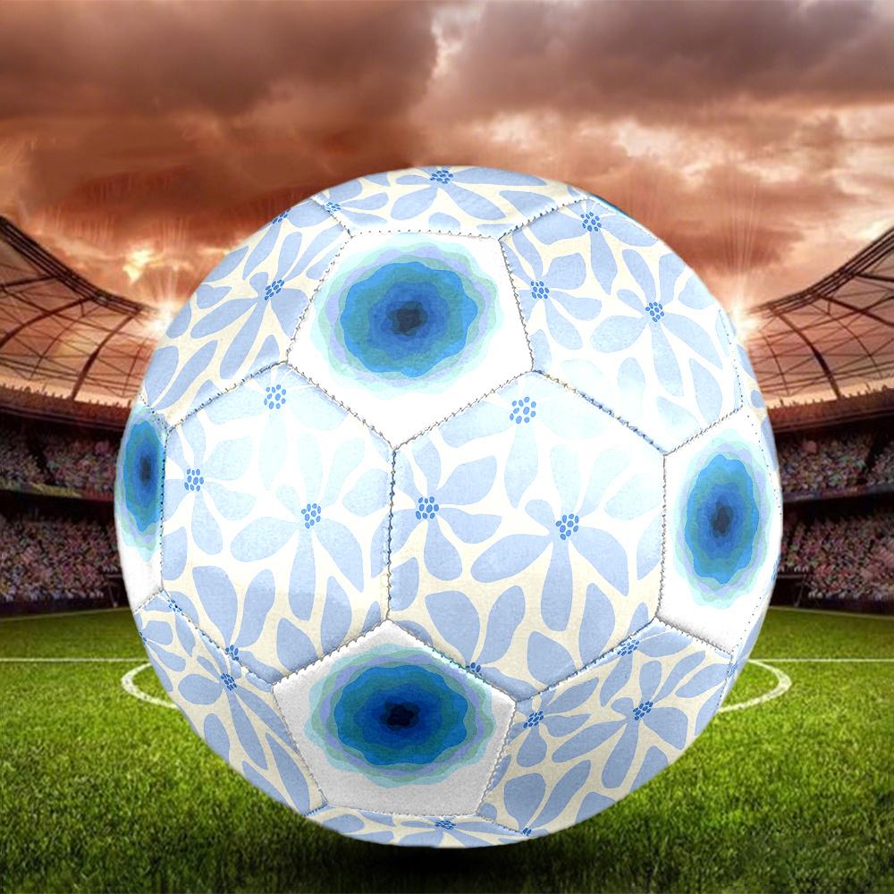 1PC Blue Floral Bloom Soccer Ball Size 5 Football Machine Sewn Indoor/Outdoor Universal Football A38