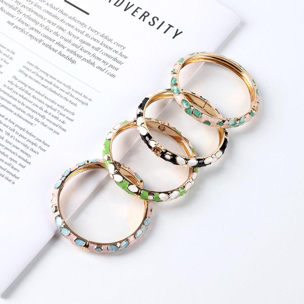 Enamel Enamel Flower Bangle Traditional Women's Hand Bracelet Vintage Cloisonne Bangle Ladies