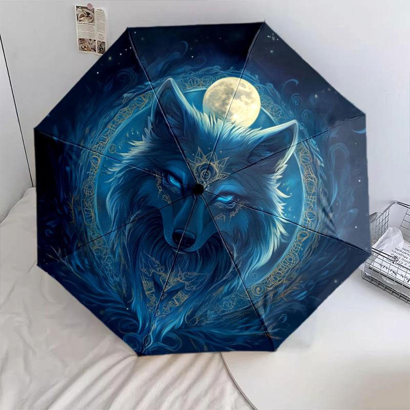 Mondlicht-Tiere Muster, automatischer Klappschirm, tragbares und faltbares Design, 8 Schirmstäbe, ein Weihnachts- oder Geburtstagsgeschenk.