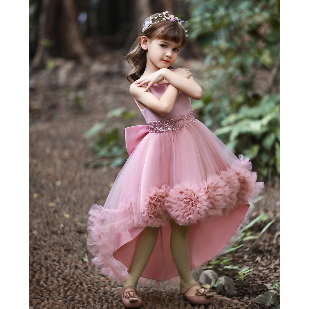 New-style Children’s Formal Dress: Princess-style Dress for Girls with Floral Train, Perfect for Piano Recitals