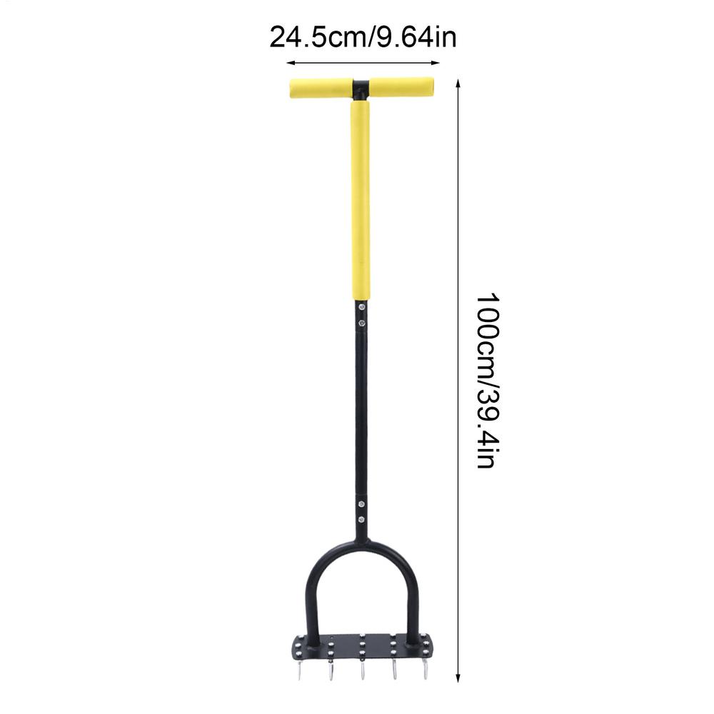 Yard Aerator Lawn Aerator Spikes Aerating Tool Ergonomic T-Handle Garden Scarifier With Wide Foot Plate For Landscaping Farming