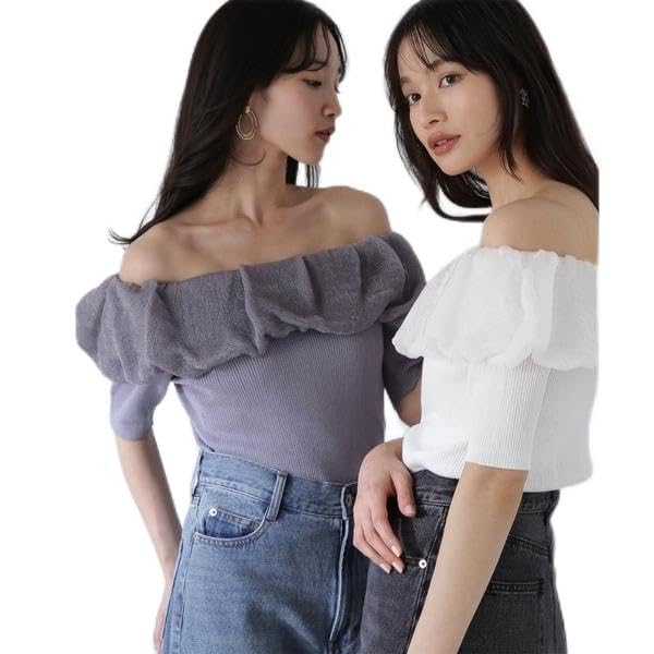 Beauty Sweater Arrives Balloon Sheer Knit Sweater for Gray Lavender [Natural Basics] [Pre-order Mid-to-late May] Décolleté Women,