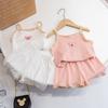 Girls Summer Breathable Cotton Camisole Pajama Set Thin Cool Vest Sleepwear For Kids Baby Home Clothes