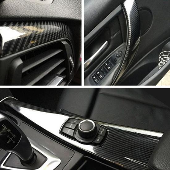 Glossy Carbon Fiber Car Headlight Tail-light Sticker Tint Vinyl Film Decal 150cm
