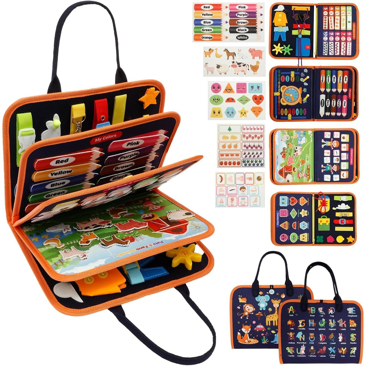 Busy Board Montessori Toys for 1 2 3 Year Old Toddler Busy Book Book Educational Sensory Toys Early Development Interactive Toy Preschool Learning L