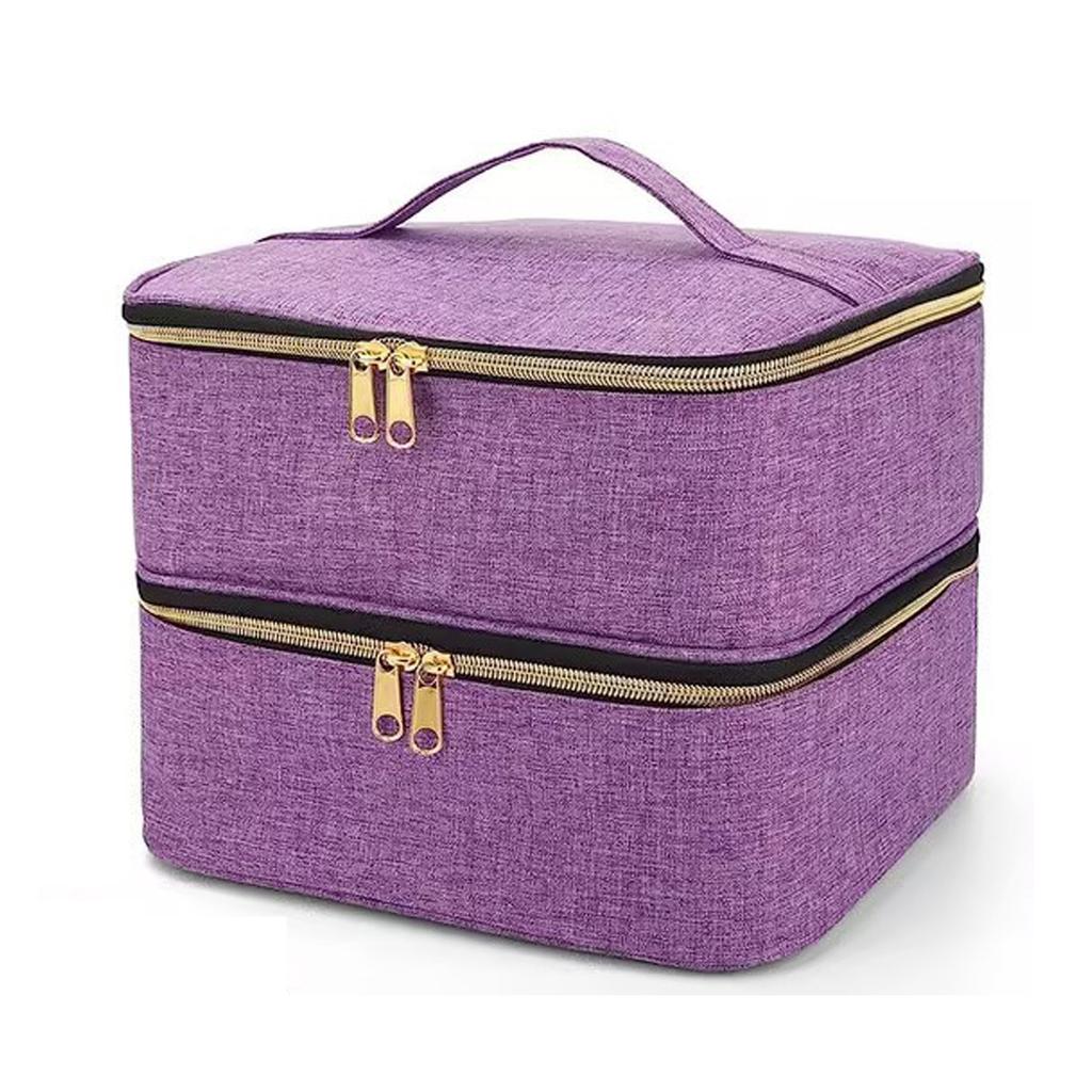 Handheld Double Layer Cosmetic Organizer Storage Bag Portable Manicure Tool Case for Women Nail Art Essential Oil Cosmetic Bag