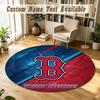 Round Rug Custom NameBoston Red Sox Pattern Non Slip Carpet Home Floor Decor