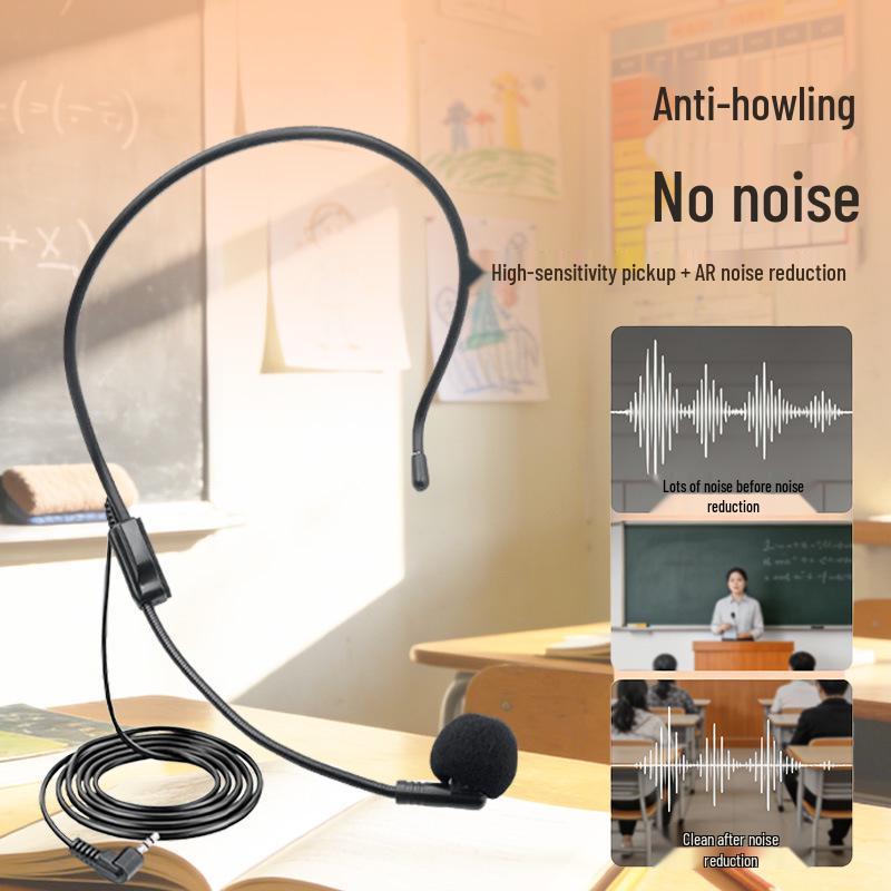 Little Bee Universal Wired Classroom Amplifier Headset with Thick Head-mounted Mic
