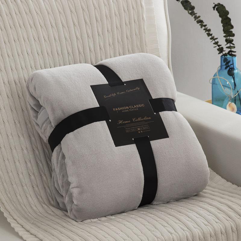Thickened Flannel Fleece Solid Color Blanket - Office Nap & Gift Blanket with Custom Logo