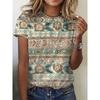 Summer Loose Round Neck T-shirts Ethnic Style Fashionable Straight Tube Short Sleeved Women's T-shirts