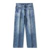 Blue Washed Trendy Jeans Men's Trendy Splicing Loose Straight American Retro Wide-leg Pants Men's Wholesale