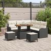 vidaXL 8-Piece Garden Sofa Set with Black Cushions Poly Rattan Acacia, 2-Seater Garden Sofa vidaXL 3364215