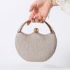 Women's Round Bag 2026 Luxury Designer Handbag Silver Purse Top Handle Circle Bag Evening Clutch Ladies Elegant Shoulder Bags