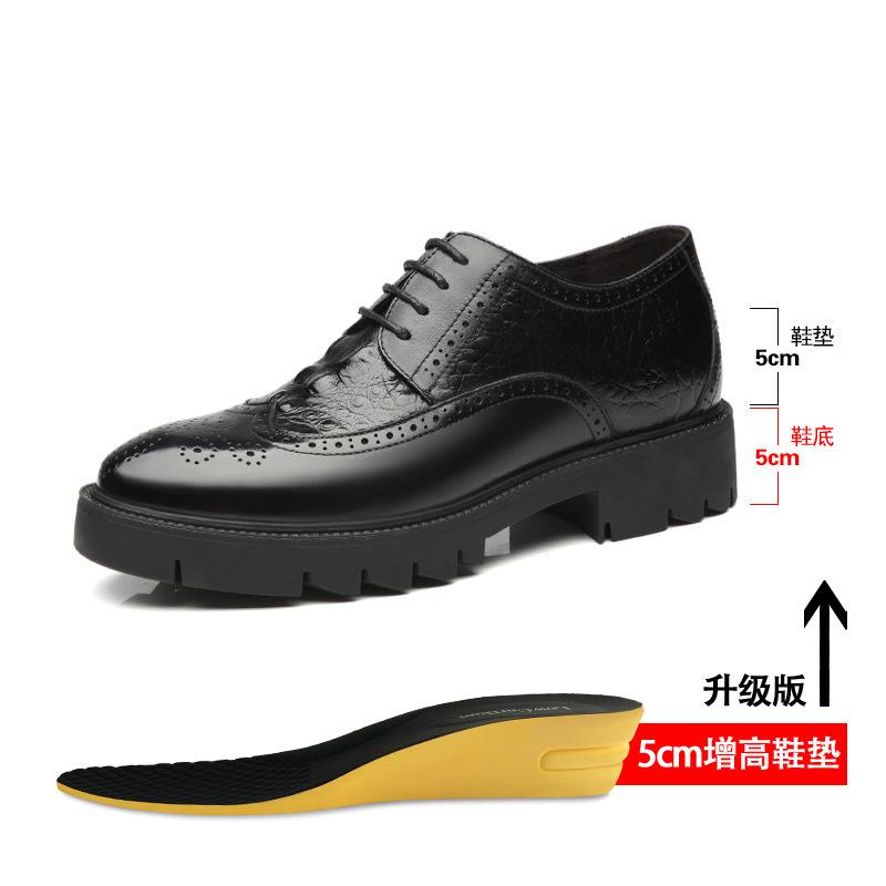 10Cm inner height-increasing leather shoes men's platform height-increasing shoes 8cm Brock leather shoes men's genuine leather business dress