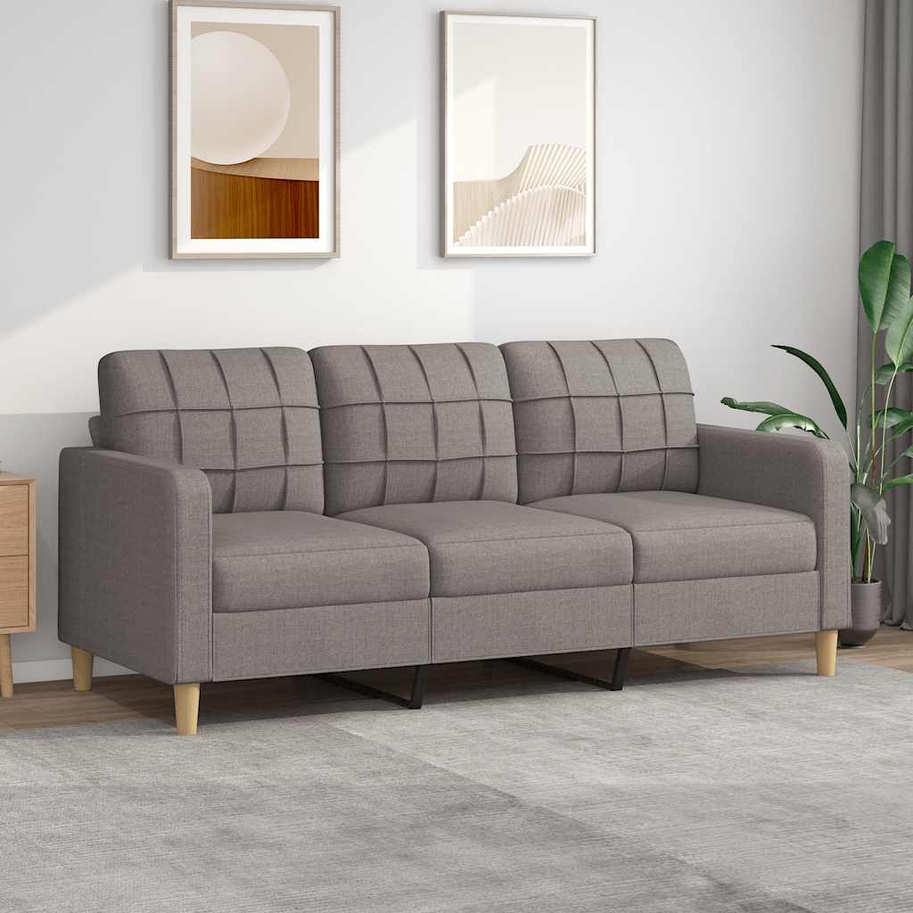 Vidaxl Sofa 3-Sitzer, Farbe Taupe, 180 cm, Mit Stoff bezogen