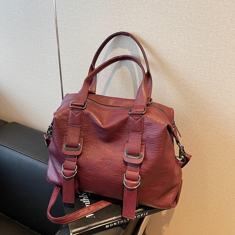 Dámská taška s velkou kapacitou, středověká měkká kožená taška přes rameno