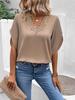 2026 Summer New Solid Color Lace V-Neck Flare Sleeve Loose Women's Top