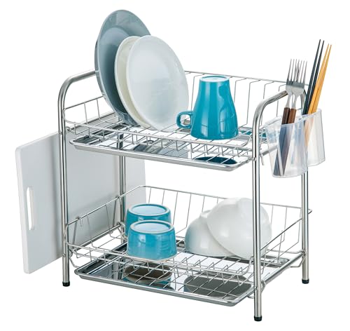 Pearl Metal 2-Tier Dish Drainer Basket, Stainless Steel, Sweezy HC-305