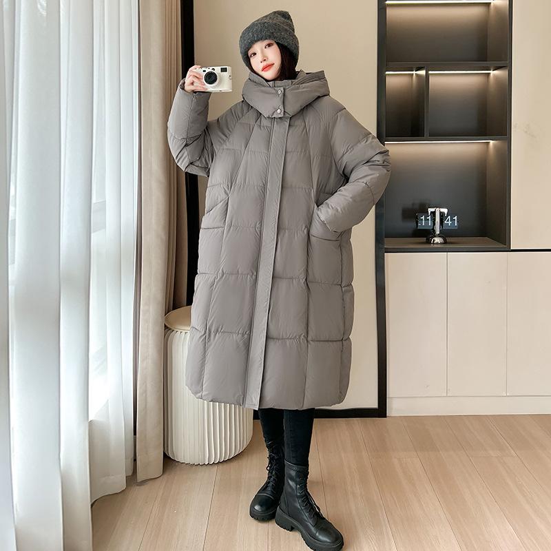 

Down cotton clothes women s long thickened warm hooded winter temperament loose cold clothes XXL сірий колір