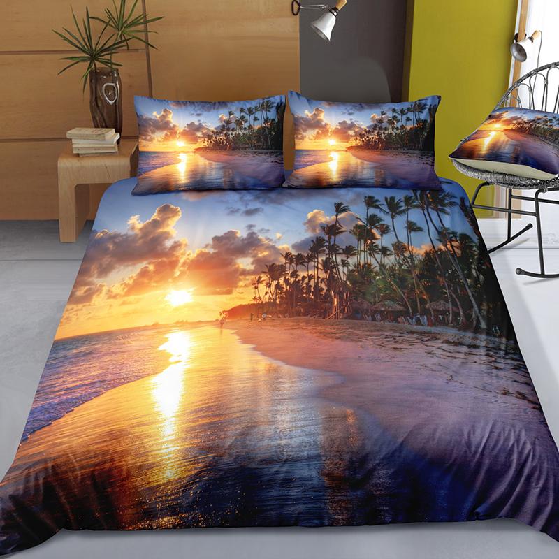 Beach Duvet Cover Twin Full Queen King Size,Ocean Theme Bedding Set for Kids Girls Boys Room Dorm,Coastal Beach Comforter Cover