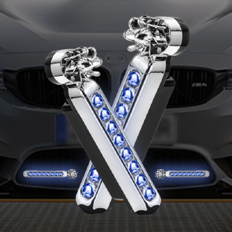 

2 шт. Светодиодные дневные ходовые огни для автомобиля, Вспомогательное освещение, Лампа с вращающимся вентилятором, Передняя центральная сетка автомобиля, Вспомогательная отделочная подсветка, Универсальная