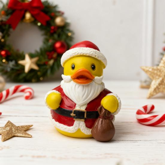 Vánoční kachní figurka Santa Claus Sob Elf Sněhulák Kachní socha Pryskyřičná zvířecí socha Vánoční sváteční párty Stolní dekorace Ozdoba