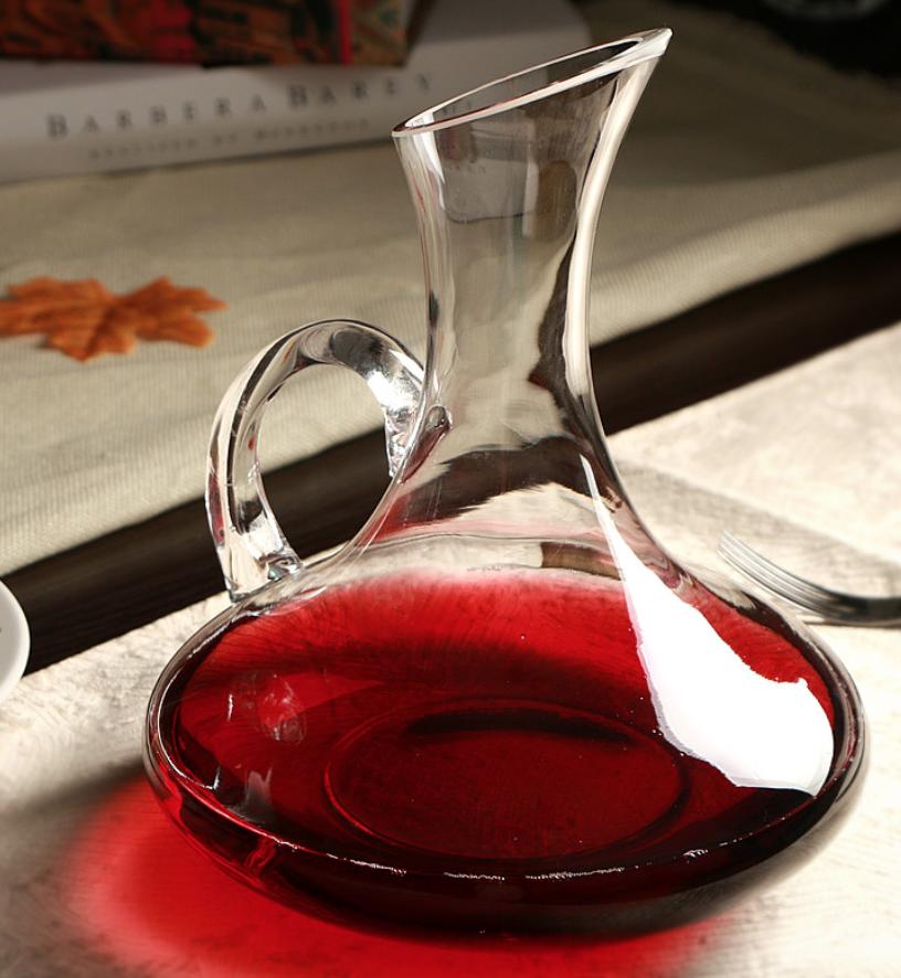 1000ML Superior Flat Base Red Wine Decanter Handmade Crystal Wine Pourer Premium Water Carafe Thickened Wall Wine Bottle Opener