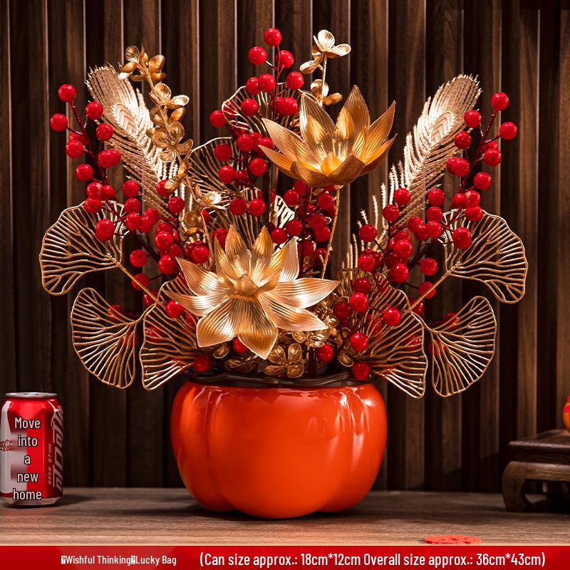 Housewarming Fortune Fruit Bucket Ornament Set - New Home Ceremony Essentials Complete